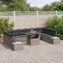 Juego de Sofá de Jardín 11 Piezas Gris Rattan, Cojines de Poliéster de , Sofás de exterior - Ref: Foro24-3357992, Precio: 784...
