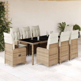 Set de mesa y sillas de jardín 5 pzas y cojines ratán PE beige en Conjuntos de jardín | Comprar online en Foru.es
