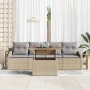 Conjunto de Sofá de Jardín 5 Piezas Beige Ratán, Espuma, Vidrio de , Sofás de exterior - Ref: Foro24-3358506, Precio: 386,17 ...