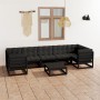 Set de muebles de jardín 8 pzas con cojines madera pino negro de vidaXL, Conjuntos de jardín - Ref: Foro24-3077313, Precio: 9...