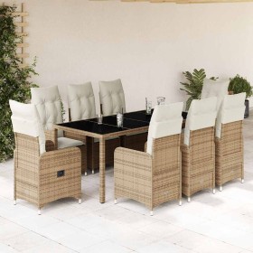 Set de mesa y sillas de jardín 5 pzas y cojines ratán PE beige en Conjuntos de jardín | Comprar online en Foru.es