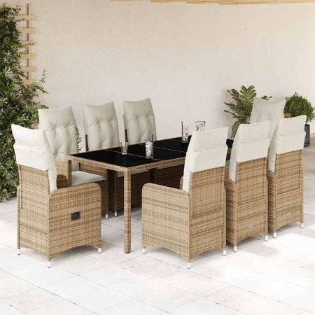 Set de mesa y sillas de jardín 5 pzas y cojines ratán PE beige en Conjuntos de jardín | Comprar online en Foru.es