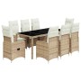 Set de mesa y sillas de jardín 5 pzas y cojines ratán PE beige en Conjuntos de jardín | Comprar online en Foru.es