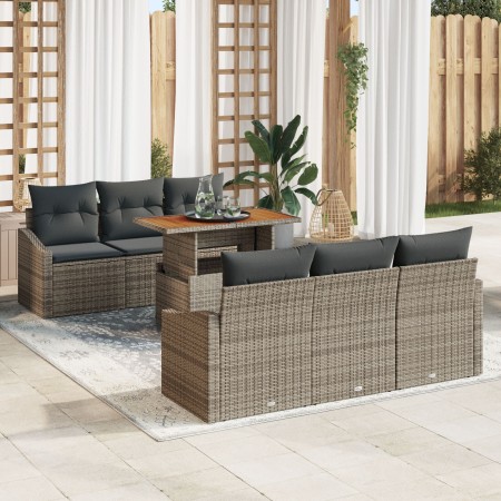 Conjunto de Sofá de Jardín de 7 piezas con cojines Gris Ratán PE de , Sofás de exterior - Ref: Foro24-3358519, Precio: 567,73...