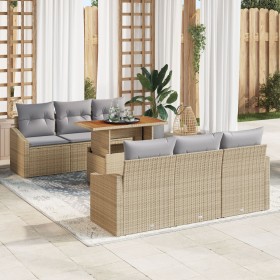 Juego de 5 Beige y Gris Ratán y Poliéster Mediano de , Sofás de exterior - Ref: Foro24-3358520, Precio: 578,34 €, Descuento: %