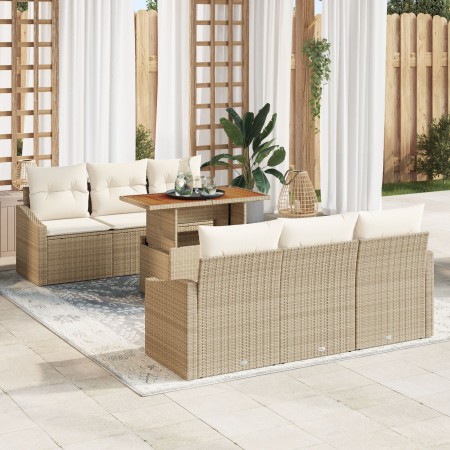 Juego de 5 Beige Natural Ratán Sintético, Poliéster de , Sofás de exterior - Ref: Foro24-3358521, Precio: 601,75 €, Descuento...