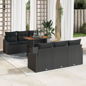 Juego de Sofá de Jardín Set de 7 Negro Ratan de , Sofás de exterior - Ref: Foro24-3358522, Precio: 574,01 €, Descuento: %