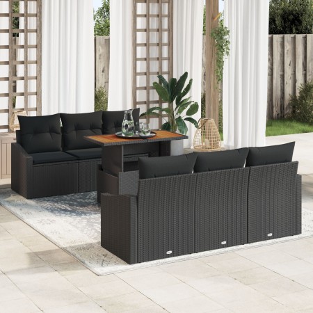 Juego de Sofá de Jardín Set de 7 Negro Ratan de , Sofás de exterior - Ref: Foro24-3358522, Precio: 574,01 €, Descuento: %