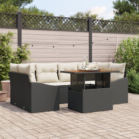 Conjunto de Sofás de Jardín de 7 Piezas con Cojines Negro Poliratán de , Sofás de exterior - Ref: Foro24-3358525, Precio: 515...