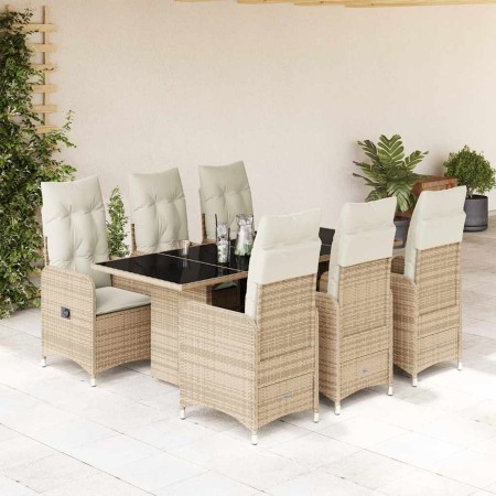 Set de mesa y sillas de jardín 7 pzas y cojines ratán PE beige en Conjuntos de jardín | Comprar online en Foru.es