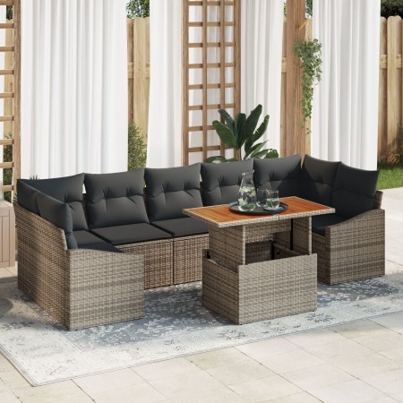 Juego de Sofá de Jardín de 8 Piezas con Cojines Gris Poliratán de , Sofás de exterior - Ref: Foro24-3358540, Precio: 555,92 €...