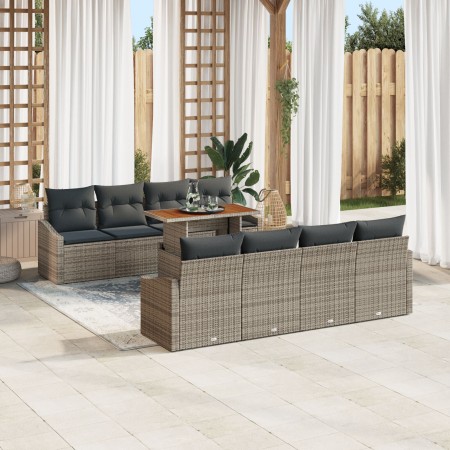 Conjunto de sofá de jardín de 7 piezas con cojines grises de ratán de , Sofás de exterior - Ref: Foro24-3358547, Precio: 651,...