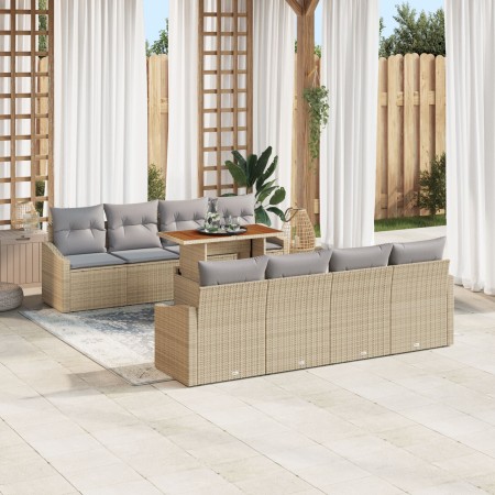 Conjunto de Sofás de Jardín de 7 Piezas con Cojines Beige de Ratán Polivalente de , Sofás de exterior - Ref: Foro24-3358548, ...