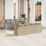 Conjunto de Sofás de Jardín de 7 Piezas con Cojines Beige de Ratán Polivalente de , Sofás de exterior - Ref: Foro24-3358548, ...