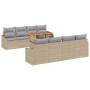 Conjunto de Sofás de Jardín de 7 Piezas con Cojines Beige de Ratán Polivalente de , Sofás de exterior - Ref: Foro24-3358548, ...
