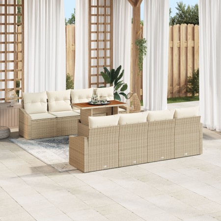 Conjunto Sofá Jardín 7 Piezas con Cojines Beige Ratán Poliéster de , Sofás de exterior - Ref: Foro24-3358549, Precio: 558,83 ...