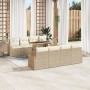 Conjunto Sofá Jardín 7 Piezas con Cojines Beige Ratán Poliéster de , Sofás de exterior - Ref: Foro24-3358549, Precio: 558,83 ...