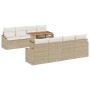 Conjunto Sofá Jardín 7 Piezas con Cojines Beige Ratán Poliéster de , Sofás de exterior - Ref: Foro24-3358549, Precio: 558,83 ...