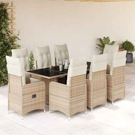 Set de mesa y sillas de jardín 5 pzas y cojines ratán PE beige en Conjuntos de jardín | Comprar online en Foru.es