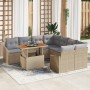 Conjunto de Sofás de Jardín de 9 Piezas con Cojines Beige Ratan Sintético de , Sofás de exterior - Ref: Foro24-3358555, Preci...