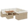 Conjunto de Sofá de Jardín de 9 Piezas con Cojines Beige de Ratán Polietileno de , Sofás de exterior - Ref: Foro24-3358556, P...