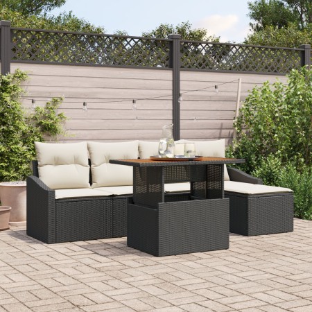 Conjunto de Sofá de Jardín de 6 Piezas con Cojines Negro Poliratán de , Sofás de exterior - Ref: Foro24-3358560, Precio: 413,...