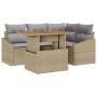 Juego de Sofá de Jardín de 5 Piezas con Cojines Beige Ratán Poliéster de , Sofás de exterior - Ref: Foro24-3358569, Precio: 4...