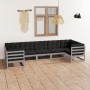 Set de muebles de jardín 7 pzas con cojines madera pino gris de vidaXL, Conjuntos de jardín - Ref: Foro24-3077306, Precio: 64...