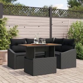 Juego de Sofá de Jardín de 5 Piezas con Cojines Negro Poliratán de , Sofás de exterior - Ref: Foro24-3358571, Precio: 417,27 ...