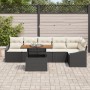 Conjunto de Sofá de Jardín de 7 Piezas con Cojines Negros de Poliratán de , Sofás de exterior - Ref: Foro24-3358581, Precio: ...