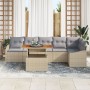 Juego de Sofá de Jardín de 7 Piezas con Cojines Beige Ratán Polietileno de , Sofás de exterior - Ref: Foro24-3358583, Precio:...