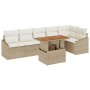 Juego de Sofá de Jardín de 7 Piezas con Cojines Beige Ratán Poliéster de , Sofás de exterior - Ref: Foro24-3358584, Precio: 5...