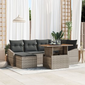 Juego de Sofá de Jardín de 7 Piezas con Cojines Gris Poliratán de , Sofás de exterior - Ref: Foro24-3358596, Precio: 496,16 €...