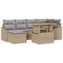 Conjunto de Sofá de Jardín de 7 Piezas con Cojines Beige Ratán Poliester de , Sofás de exterior - Ref: Foro24-3358597, Precio...