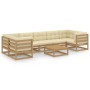 Set de muebles de jardín 8 pzs cojines madera pino marrón miel de vidaXL, Conjuntos de jardín - Ref: Foro24-3077312, Precio: ...