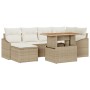 Conjunto de Sofás de Jardín de 7 Piezas con Cojines Beige de Ratán Poliéster de , Sofás de exterior - Ref: Foro24-3358598, Pr...