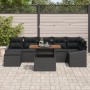 Set de Sofá de Jardín de 8 Piezas con Cojines Negro Poliratán de , Sofás de exterior - Ref: Foro24-3358606, Precio: 561,19 €,...