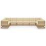 Set de muebles de jardín 10 pzs cojines madera pino marrón miel de vidaXL, Conjuntos de jardín - Ref: Foro24-3077322, Precio:...
