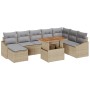 Conjunto de Sofá de Jardín de 9 Piezas con Cojines Beige Ratán de , Sofás de exterior - Ref: Foro24-3358611, Precio: 624,11 €...