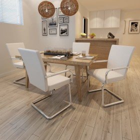 Sillas de comedor voladizas 4 unidades de tela blanca en Sillas de comedor | Comprar online en Foru.es