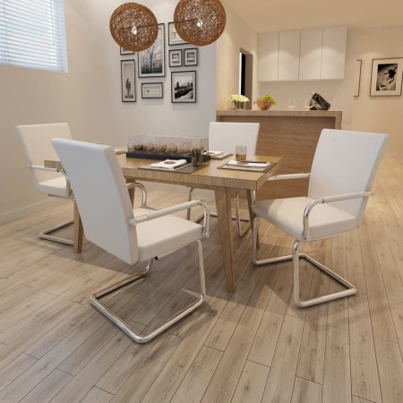 Sillas de comedor voladizas 4 unidades de tela blanca en Sillas de comedor | Comprar online en Foru.es