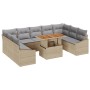 Juego de Sofás de Jardín de 10 piezas con Cojines Beige Poliratán de , Sofás de exterior - Ref: Foro24-3358618, Precio: 716,0...