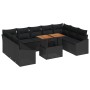 Conjunto de Sofá de Jardín de 10 Piezas con Cojines Negro de Poliratán de , Sofás de exterior - Ref: Foro24-3358620, Precio: ...