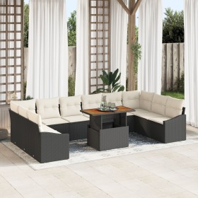 Juego de Sofás de Jardín de 11 Piezas con Cojines de Poliratán Negro de , Sofás de exterior - Ref: Foro24-3358623, Precio: 70...