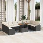 Juego de Sofás de Jardín de 11 Piezas con Cojines de Poliratán Negro de , Sofás de exterior - Ref: Foro24-3358623, Precio: 70...