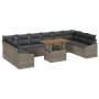 Juego de Sofá de Jardín de 11 Piezas con Cojines de Ratán Gris PE de , Sofás de exterior - Ref: Foro24-3358624, Precio: 761,3...