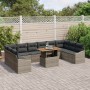 Juego de Sofá de Jardín de 11 Piezas con Cojines de Ratán Gris PE de , Sofás de exterior - Ref: Foro24-3358624, Precio: 761,3...