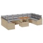 Conjunto de Sofá de Jardín de 11 Piezas con Cojines Beige Ratán Sintético de , Sofás de exterior - Ref: Foro24-3358625, Preci...