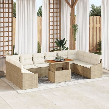Conjunto de Sofás de Jardín Juego de 11 Beige Ratán de , Sofás de exterior - Ref: Foro24-3358626, Precio: 815,98 €, Descuento: %