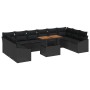 Juego de Sofá de Jardín Set de 11 Negro Rattán y Madera de , Sofás de exterior - Ref: Foro24-3358627, Precio: 784,26 €, Descu...